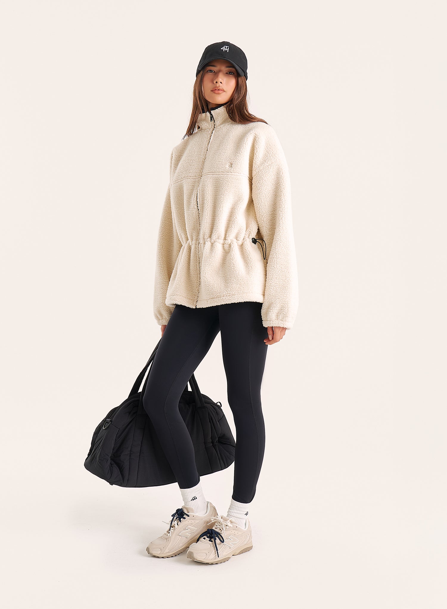 Cream Toggle Waisted Peplum Hem Fleece